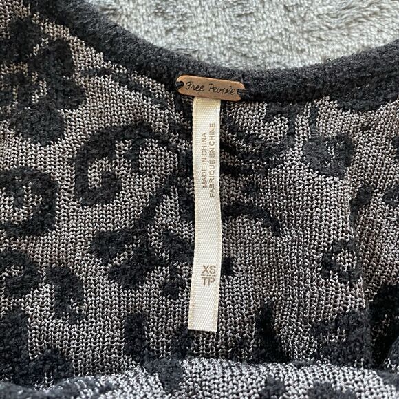 Free People Mini Dress Womens XS Black Starstruck Beaded Jacquard Bodycon - Picture 8 of 13